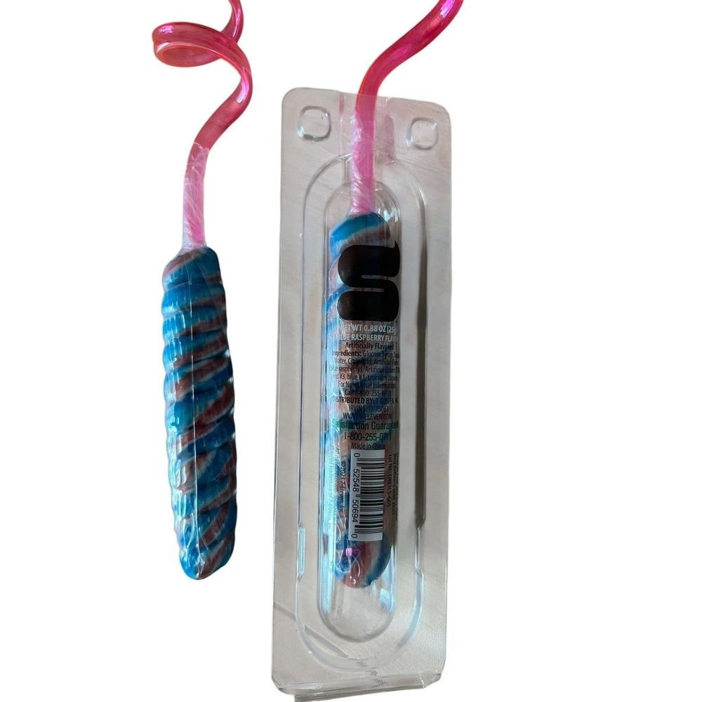 7 Eleven Slurpee Blue Raspberry Candy Twist Swirl Straws Set‎ Of 2 - Picture 2 of 4